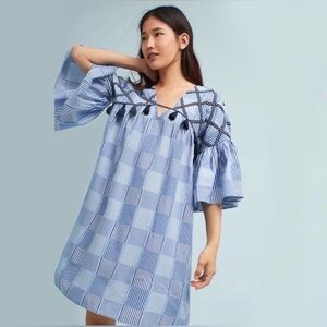 Anthropologie Maeve Embroidered Tunic Dress Small Petite